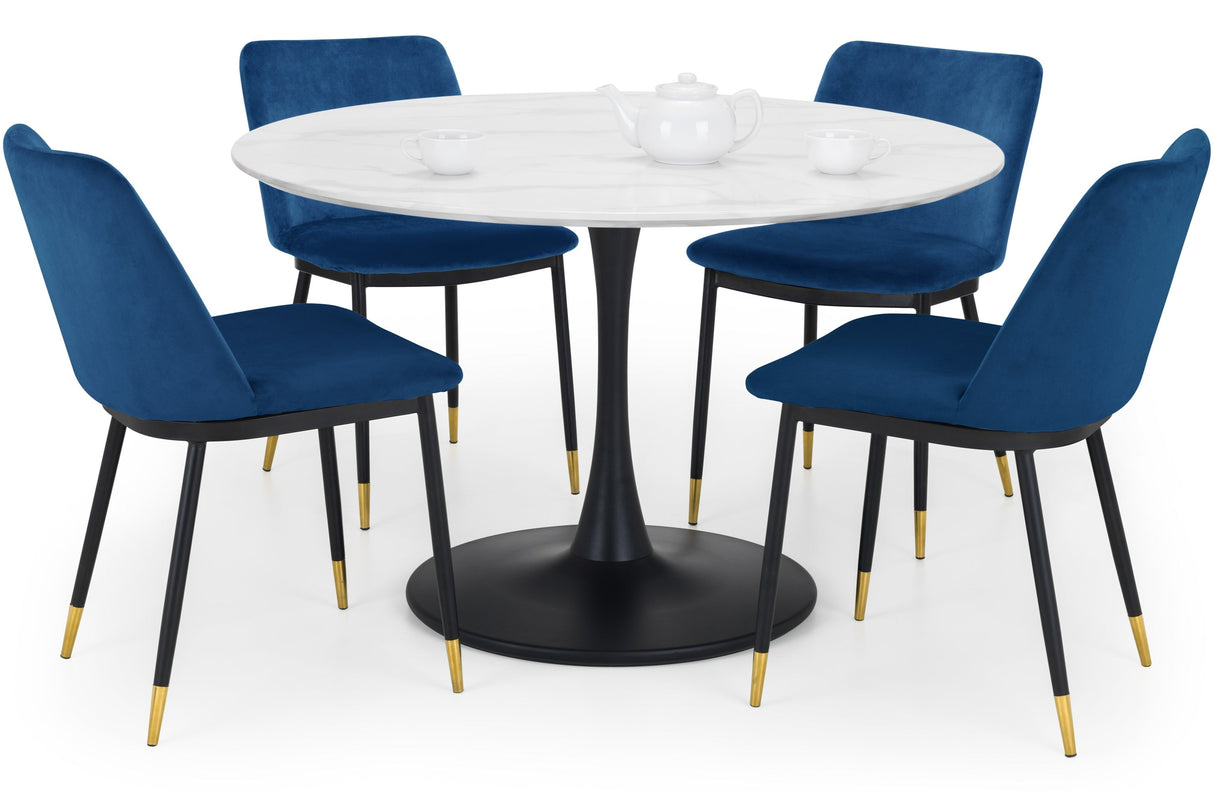 Holland Round Pedestal Table & 4 Delaunay Chairs - Julian Bowen