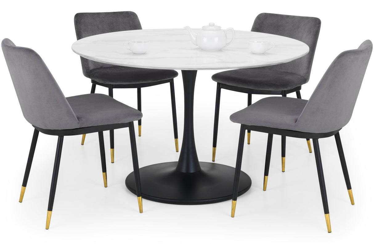 Holland Round Pedestal Table & 4 Delaunay Chairs - Julian Bowen