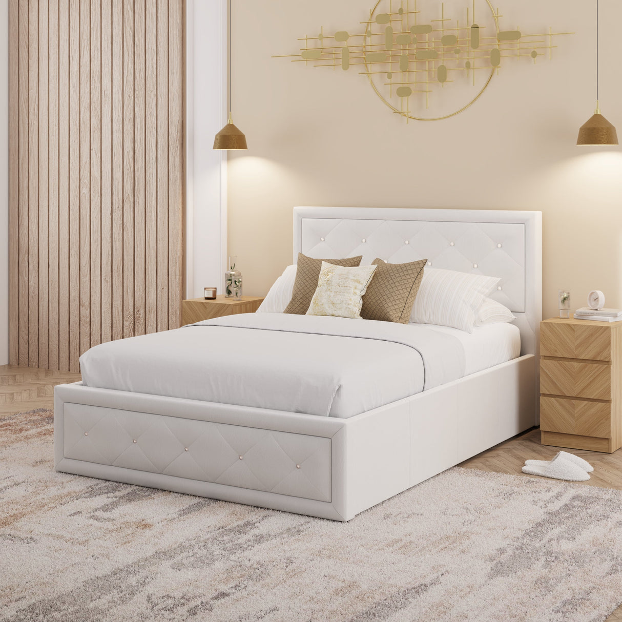 Hollywood Diamante Backed Ottoman Bed - GFW