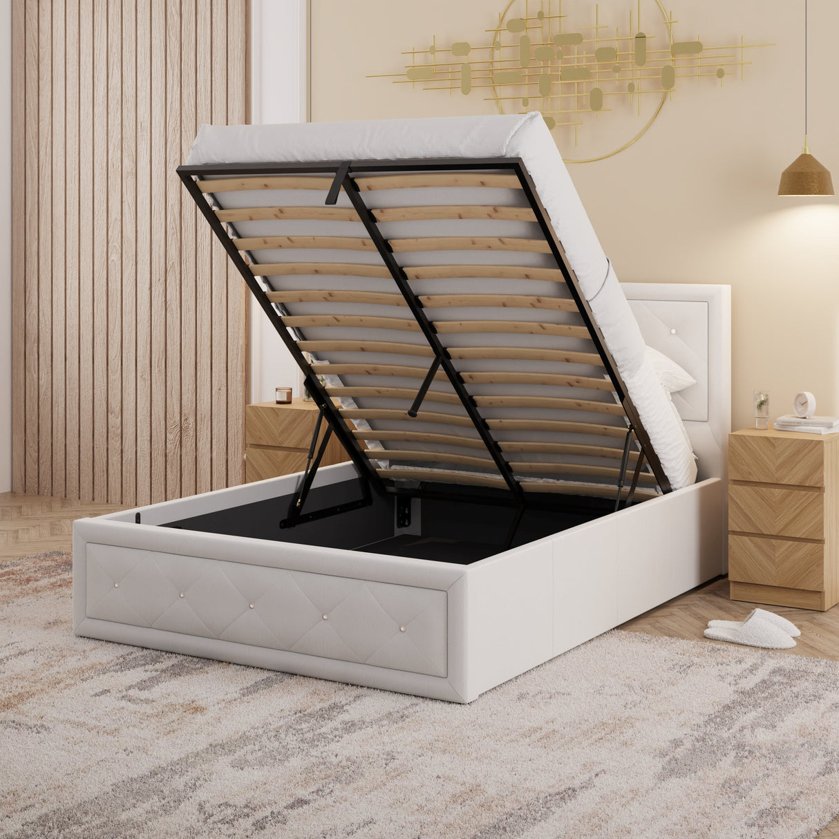 Hollywood Diamante Backed Ottoman Bed - GFW