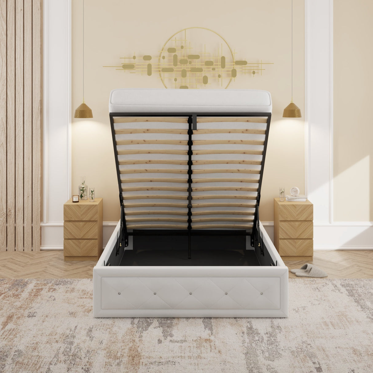 Hollywood Diamante Backed Ottoman Bed - GFW
