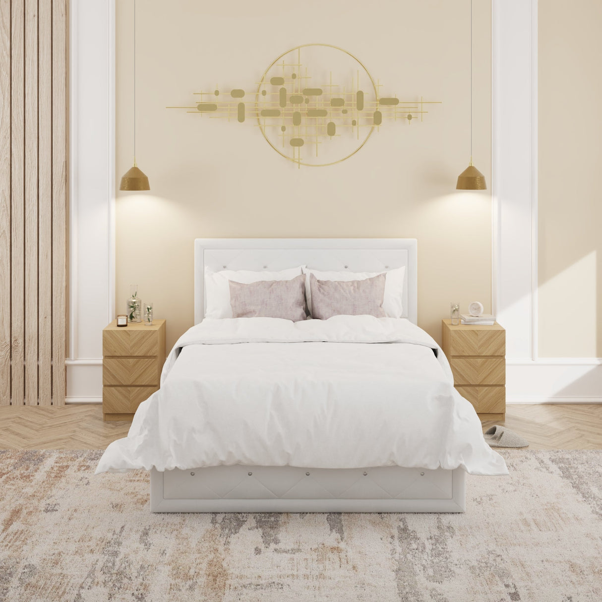 Hollywood Diamante Backed Ottoman Bed - GFW