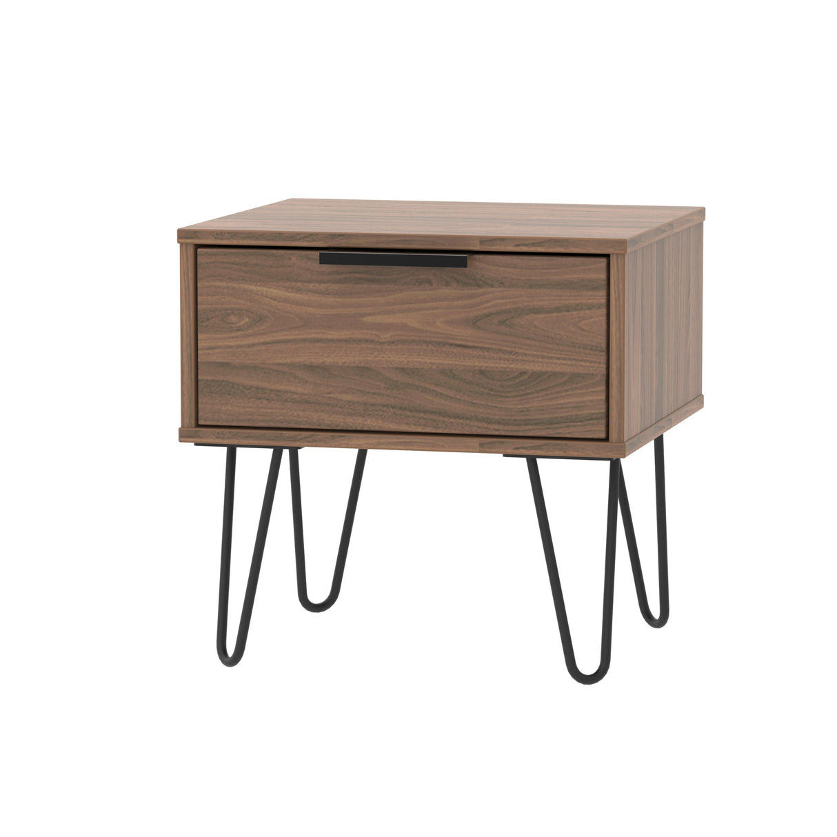Hong Kong 1 Drawer Bedside Cabinet with Black Hairpin Legs - Welcome Furniture