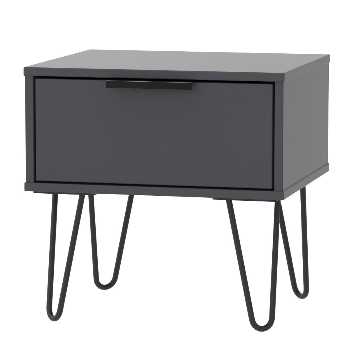 Hong Kong 1 Drawer Bedside Cabinet with Black Hairpin Legs - Welcome Furniture