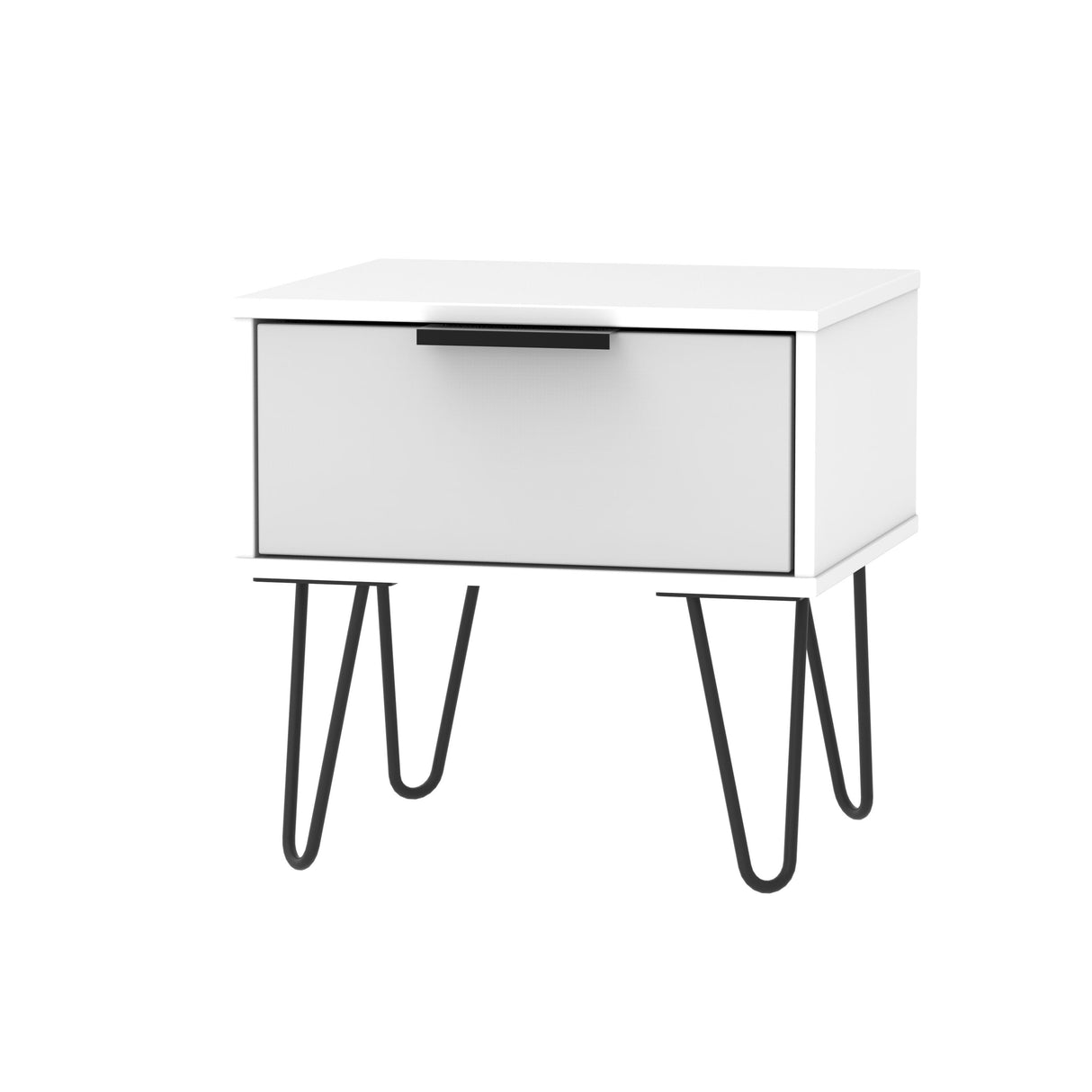 Hong Kong 1 Drawer Bedside Cabinet with Black Hairpin Legs - Welcome Furniture