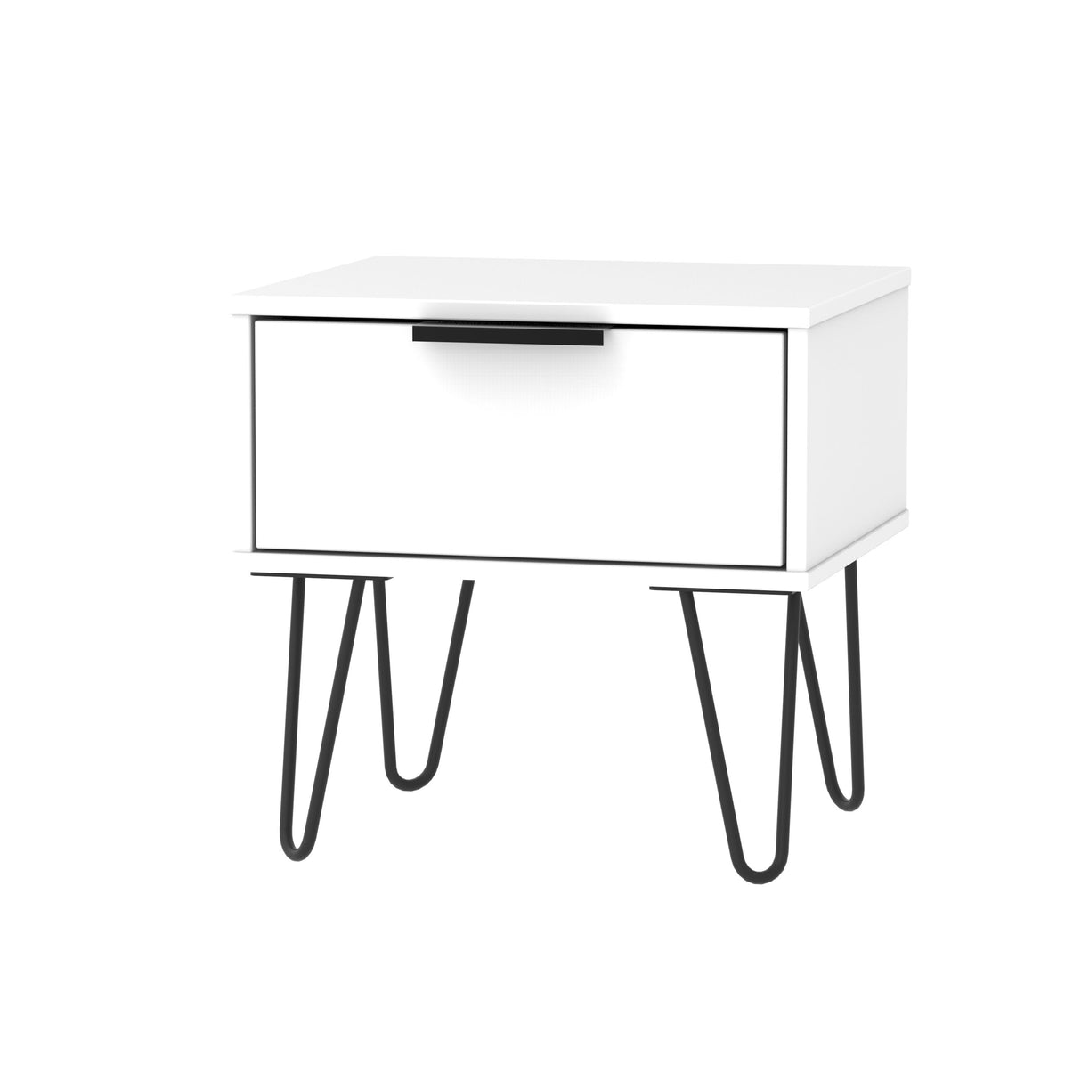 Hong Kong 1 Drawer Bedside Cabinet with Black Hairpin Legs - Welcome Furniture