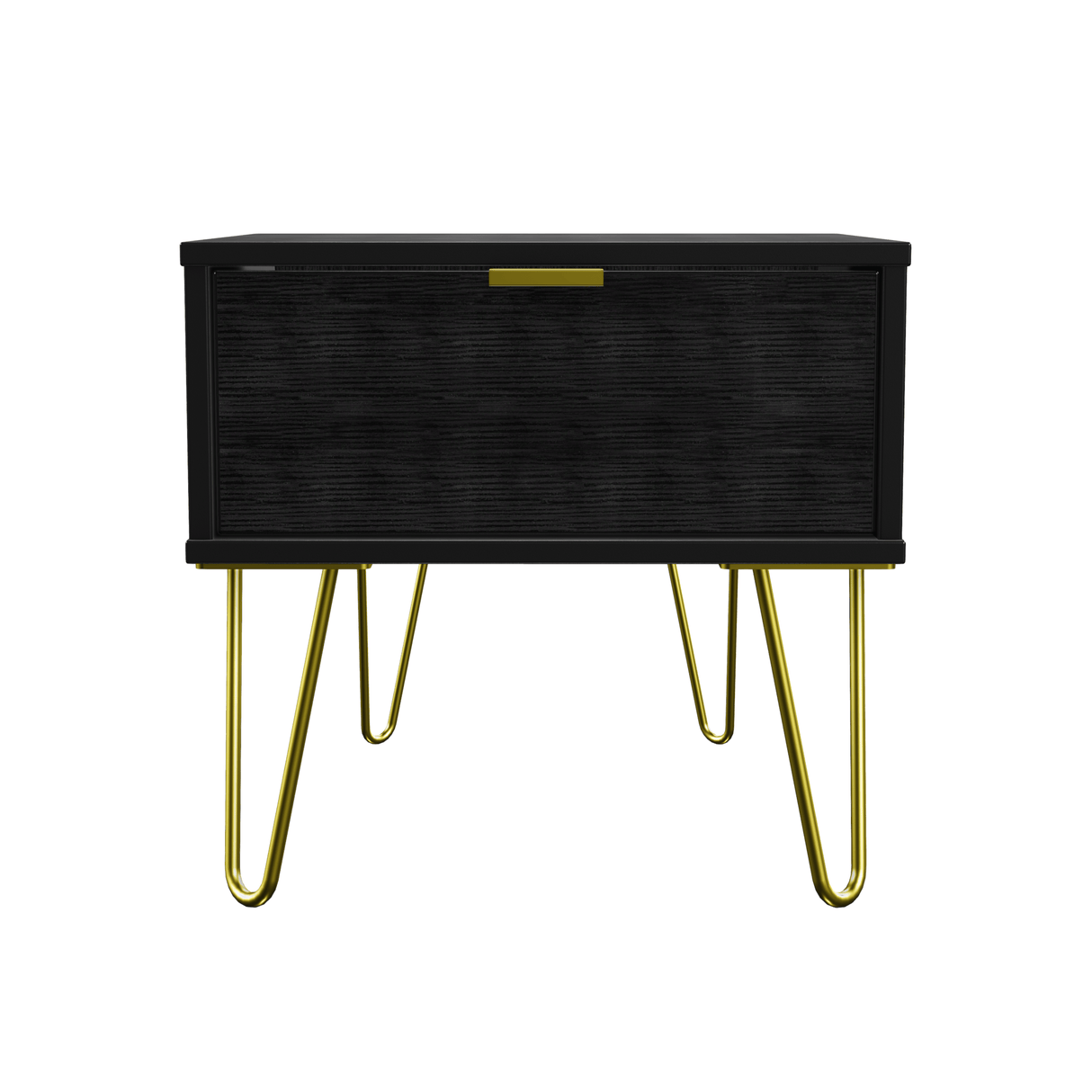 Hong Kong 1 Drawer Bedside Cabinet with Gold Hairpin Legs - Welcome Furniture