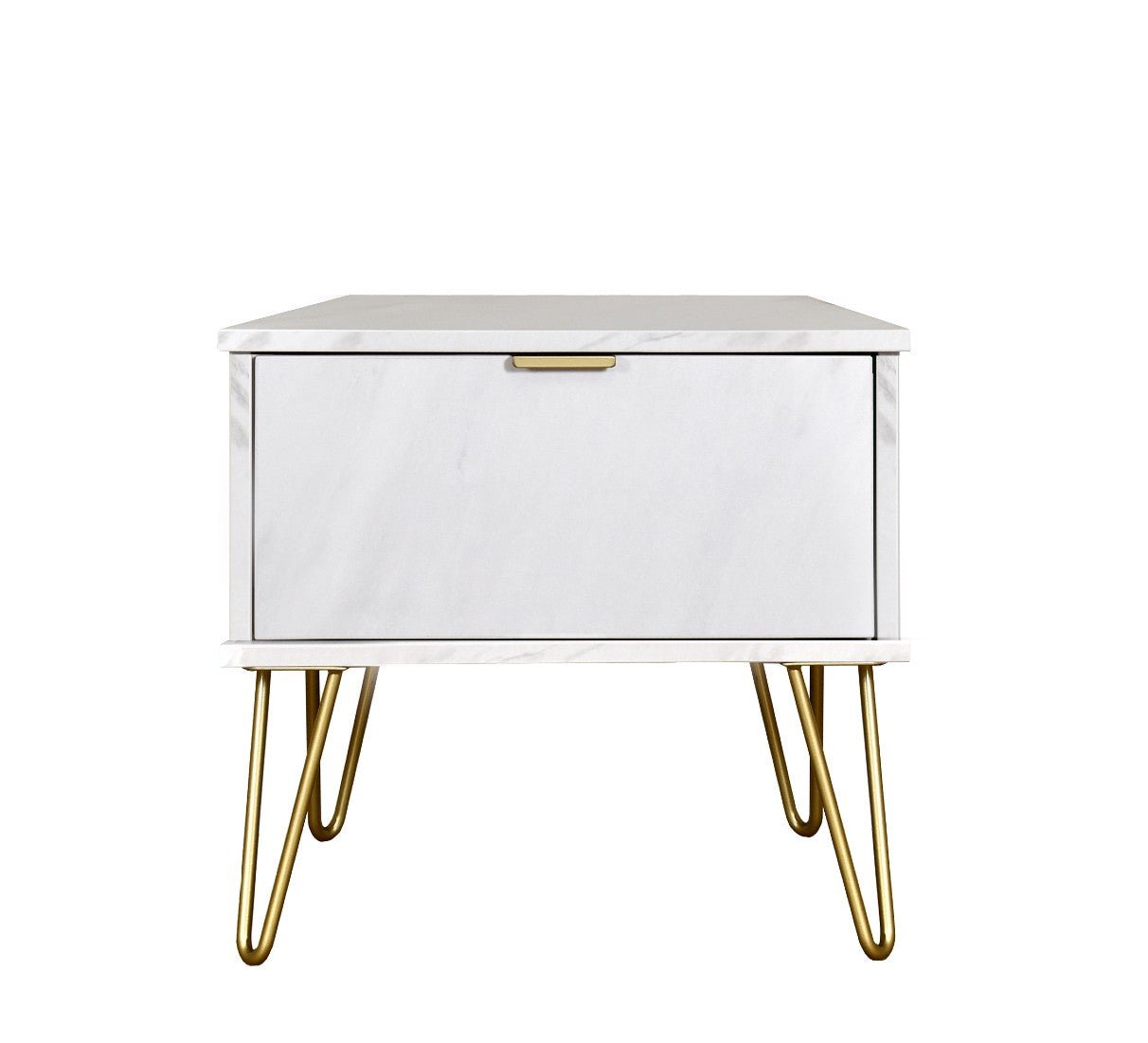 Hong Kong 1 Drawer Bedside Cabinet with Gold Hairpin Legs - Welcome Furniture