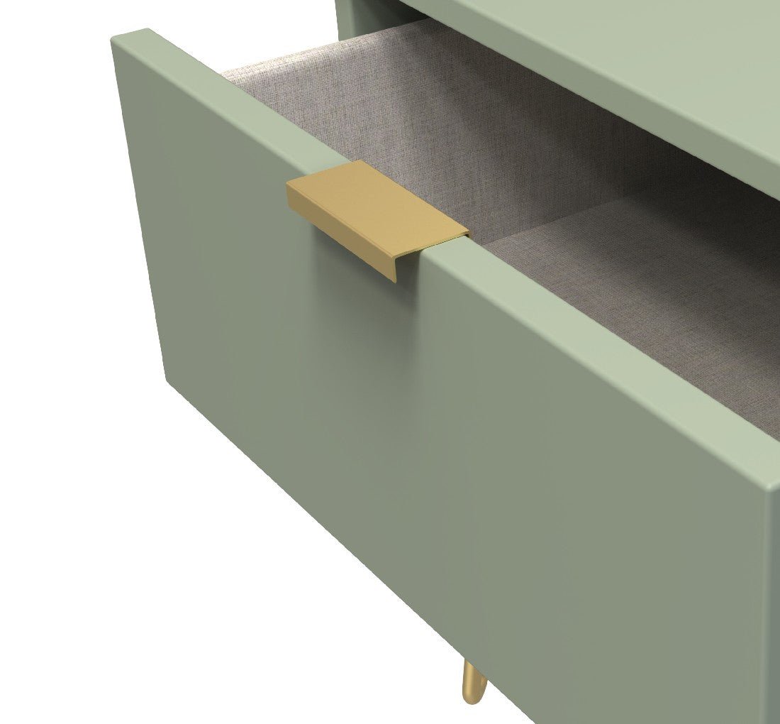 Hong Kong 1 Drawer Bedside Cabinet with Gold Hairpin Legs - Welcome Furniture