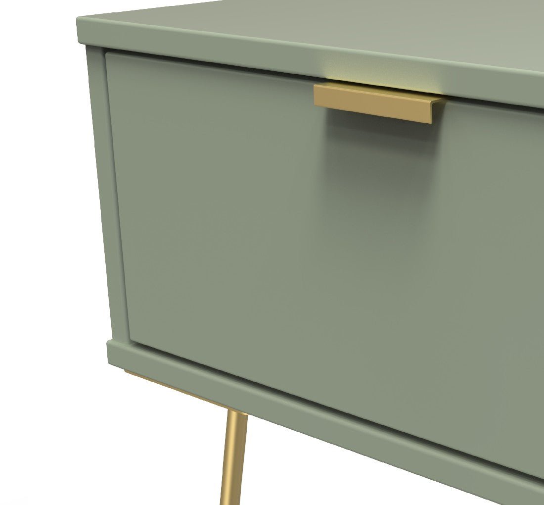 Hong Kong 1 Drawer Bedside Cabinet with Gold Hairpin Legs - Welcome Furniture