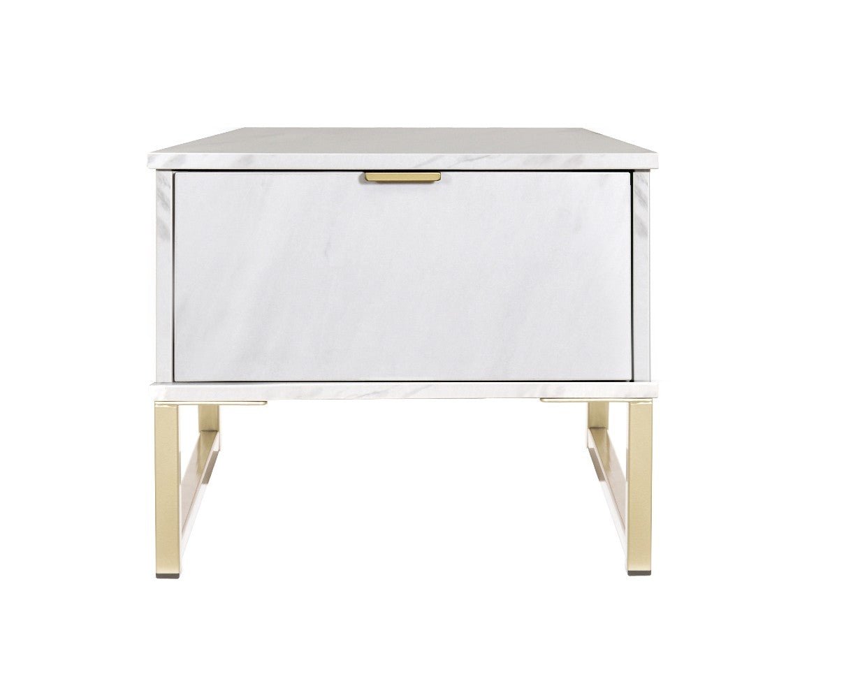 Hong Kong 1 Drawer Bedside Cabinet with Gold Legs - Welcome Furniture