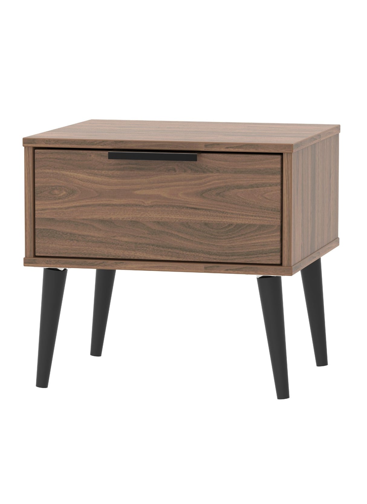 Hong Kong 1 Drawer Bedside Cabinet with Scandinavian Dark Legs - Welcome Furniture