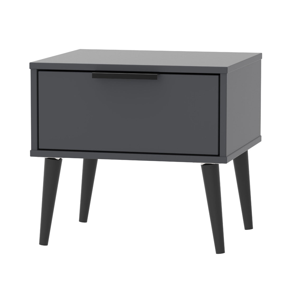 Hong Kong 1 Drawer Bedside Cabinet with Scandinavian Dark Legs - Welcome Furniture