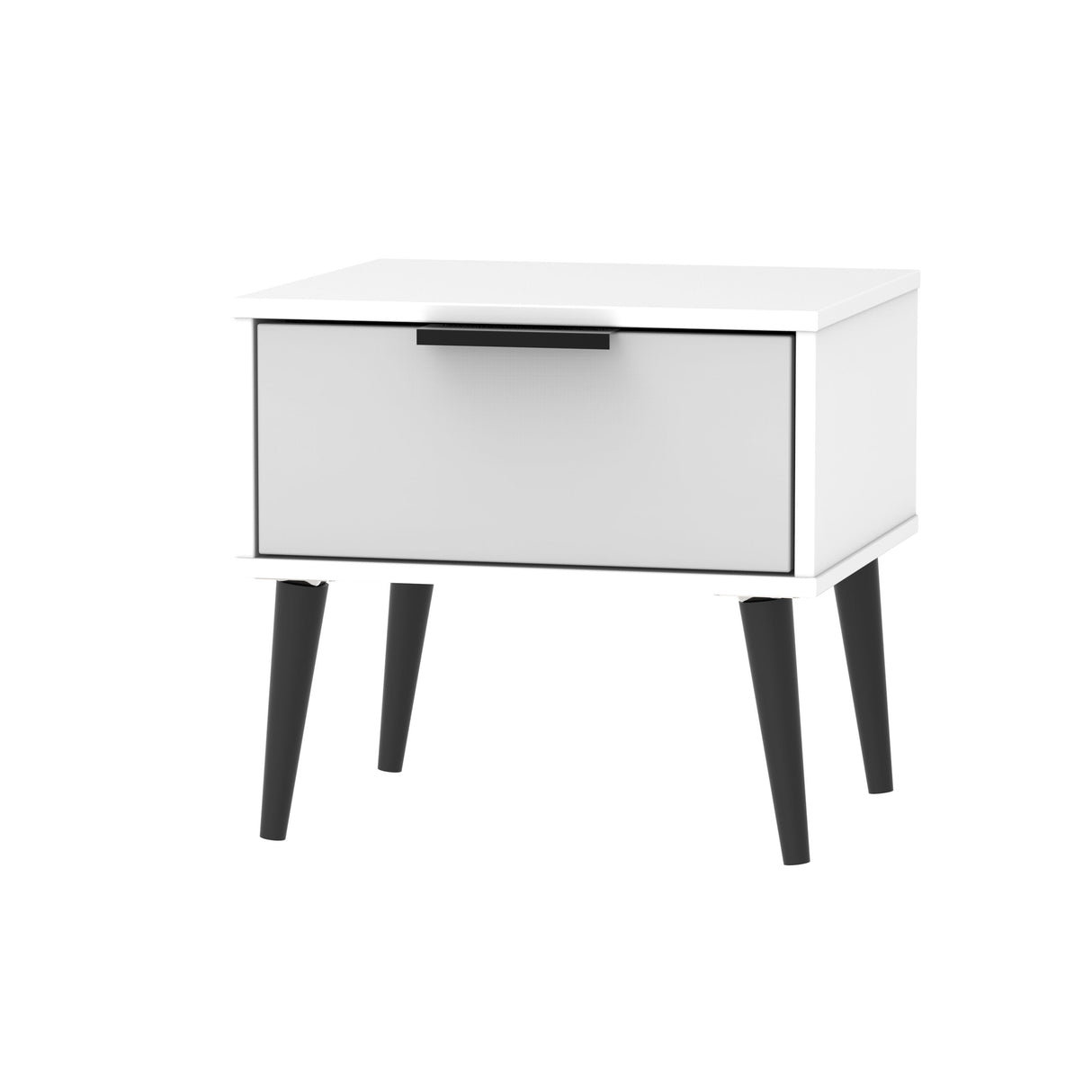 Hong Kong 1 Drawer Bedside Cabinet with Scandinavian Dark Legs - Welcome Furniture