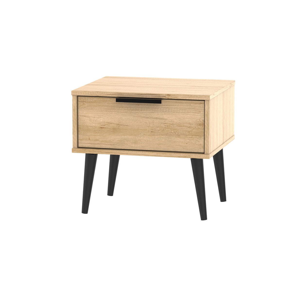 Hong Kong 1 Drawer Bedside Cabinet with Scandinavian Dark Legs - Welcome Furniture