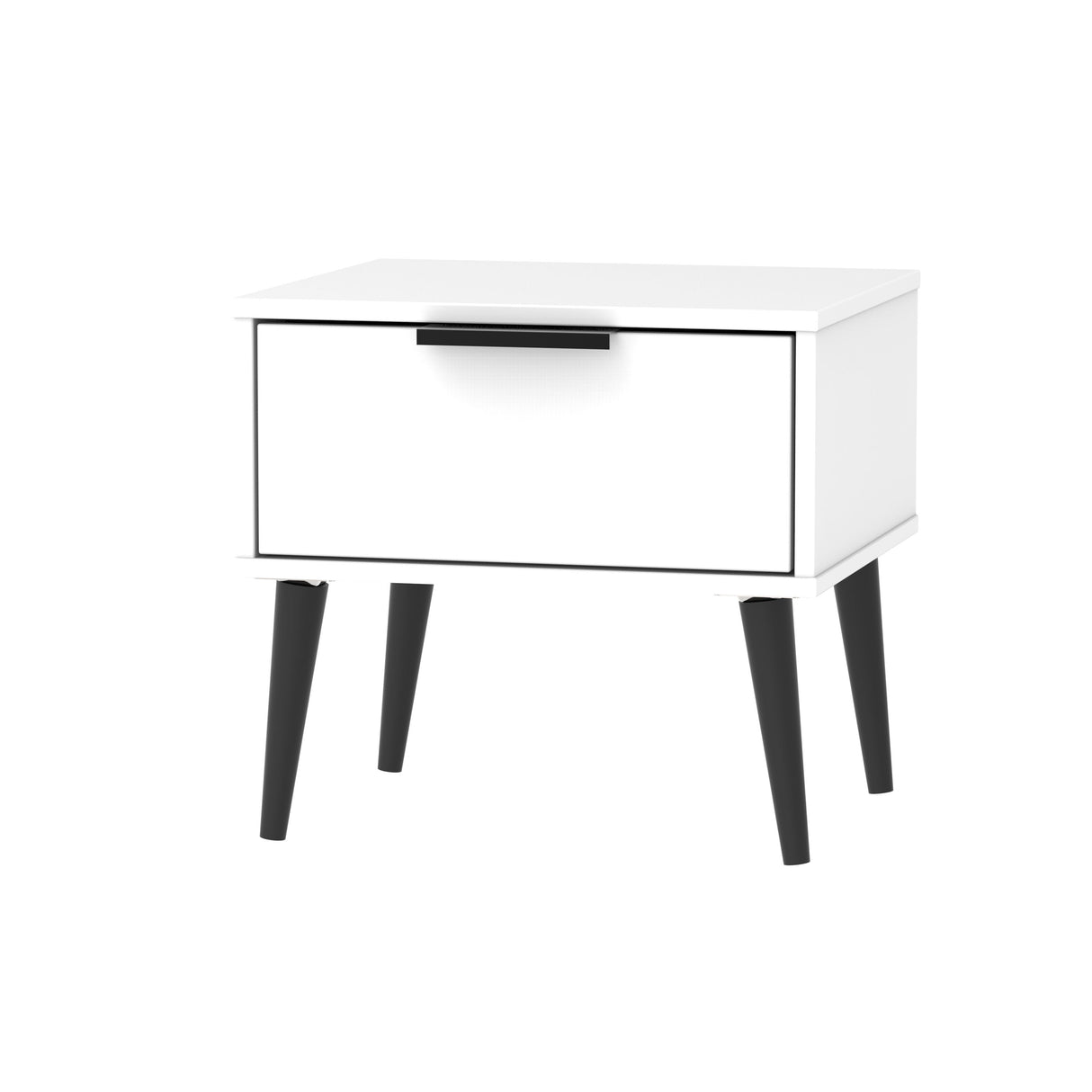 Hong Kong 1 Drawer Bedside Cabinet with Scandinavian Dark Legs - Welcome Furniture