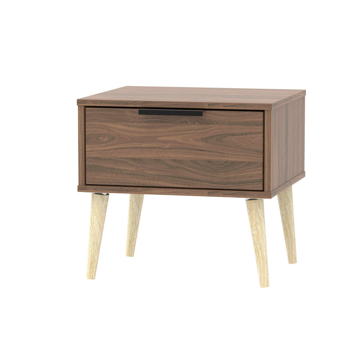 Hong Kong 1 Drawer Bedside Cabinet with Scandinavian Light Legs - Welcome Furniture