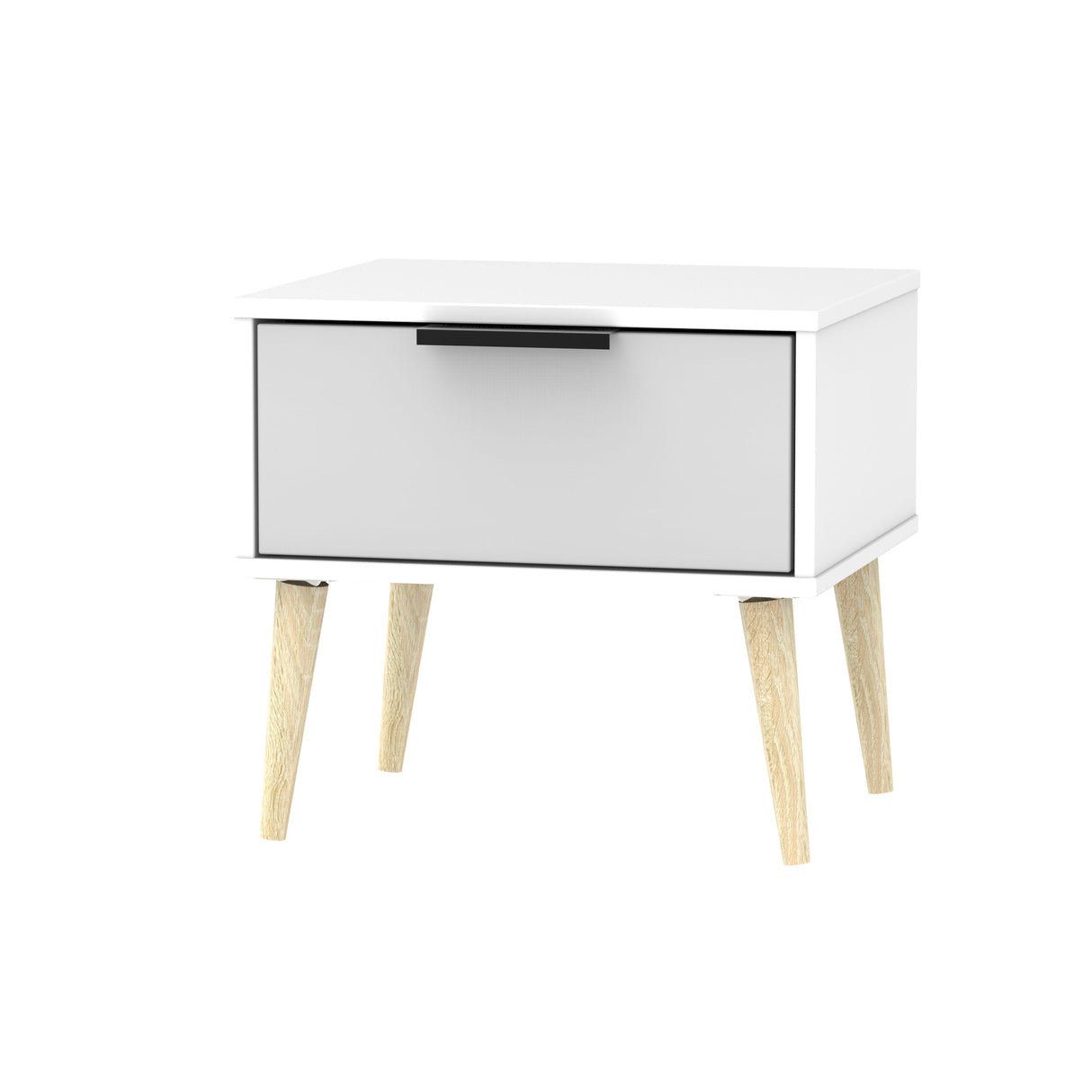 Hong Kong 1 Drawer Bedside Cabinet with Scandinavian Light Legs - Welcome Furniture