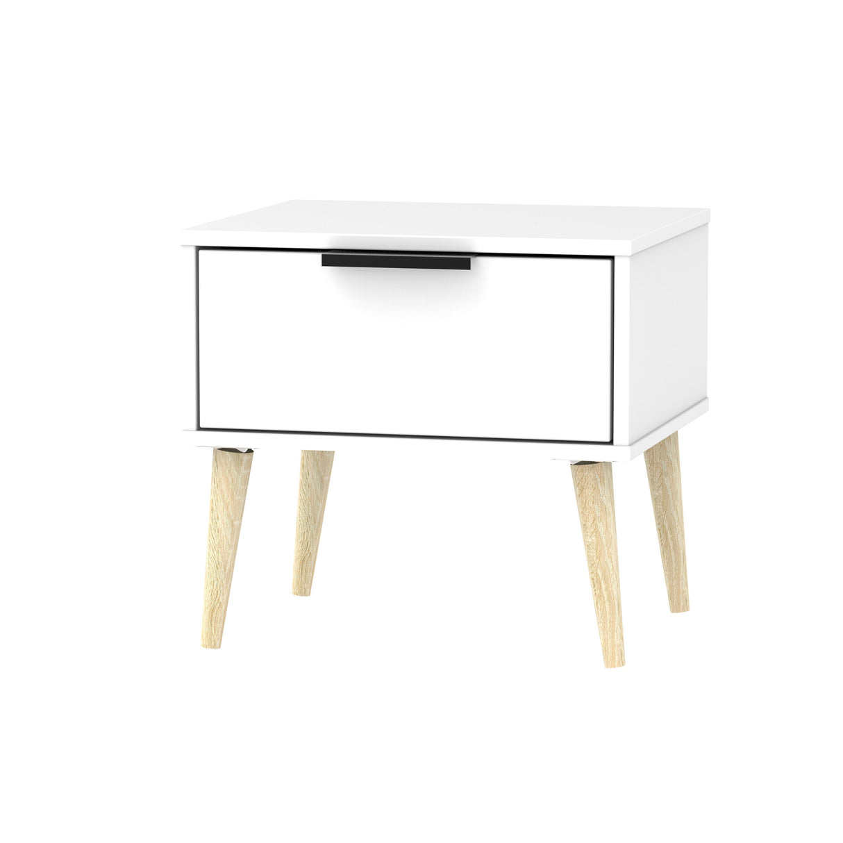 Hong Kong 1 Drawer Bedside Cabinet with Scandinavian Light Legs - Welcome Furniture
