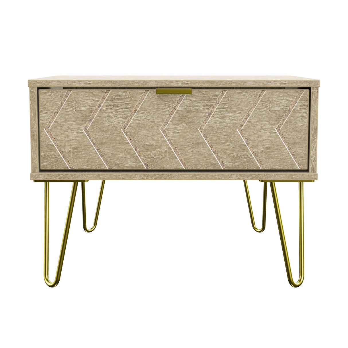 Hong Kong 1 Drawer Midi Chest with Gold Hairpin Legs - Welcome Furniture