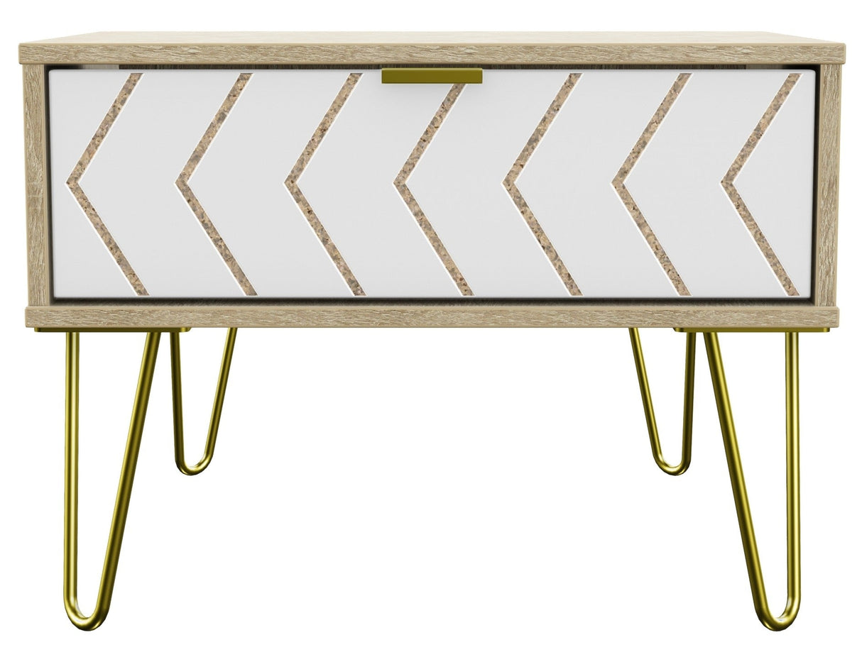 Hong Kong 1 Drawer Midi Chest with Gold Hairpin Legs - Welcome Furniture