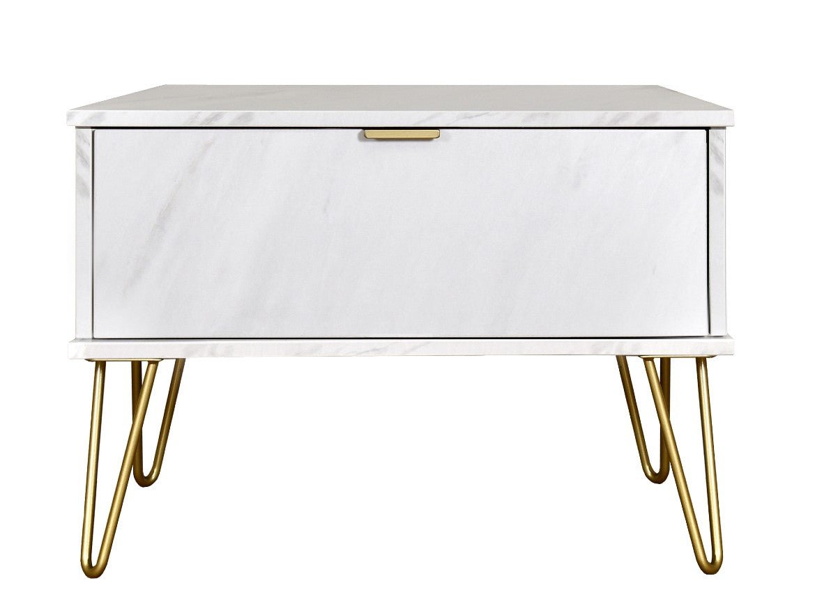 Hong Kong 1 Drawer Midi Chest with Gold Hairpin Legs - Welcome Furniture