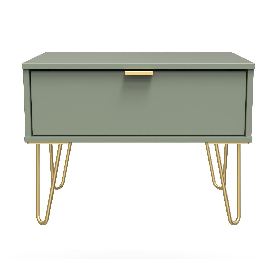 Hong Kong 1 Drawer Midi Chest with Gold Hairpin Legs - Welcome Furniture