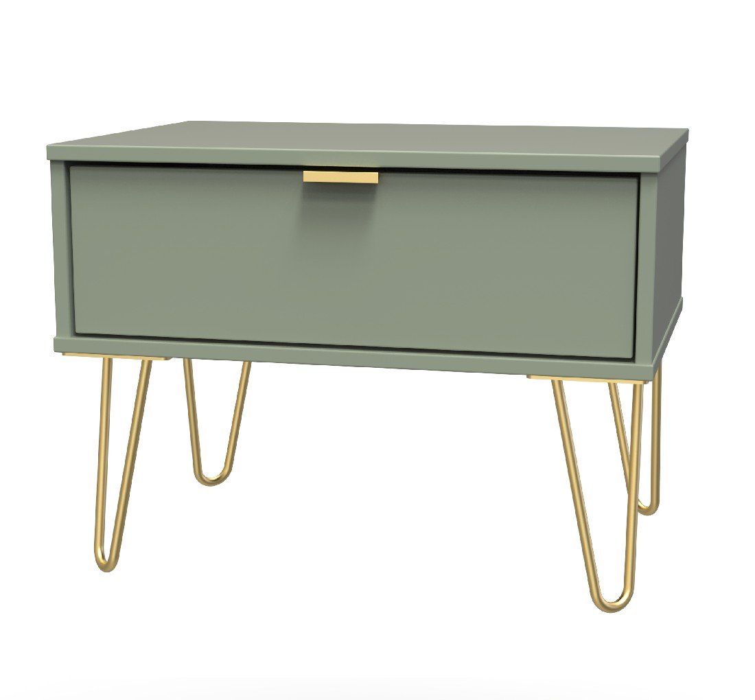 Hong Kong 1 Drawer Midi Chest with Gold Hairpin Legs - Welcome Furniture