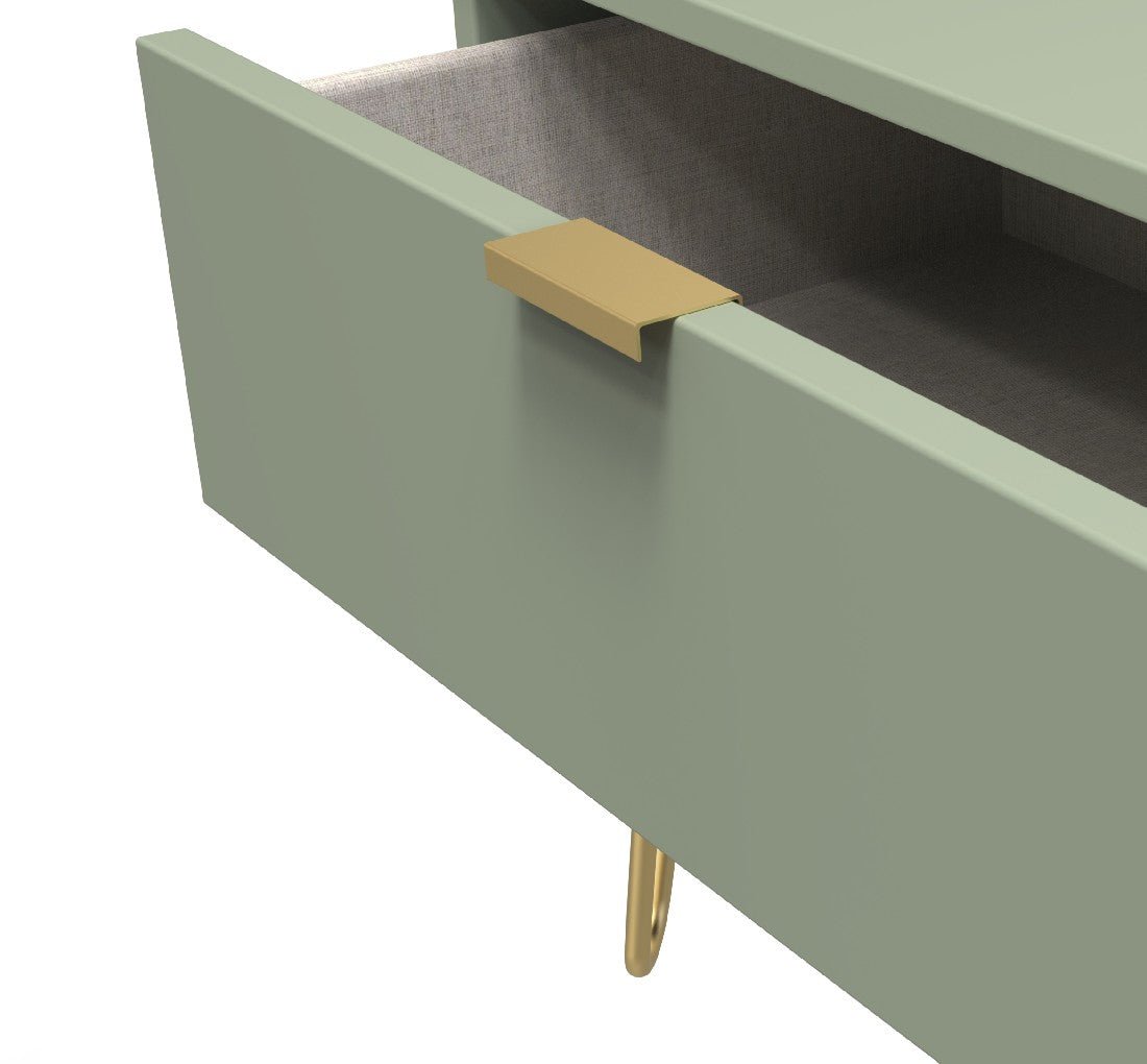 Hong Kong 1 Drawer Midi Chest with Gold Hairpin Legs - Welcome Furniture