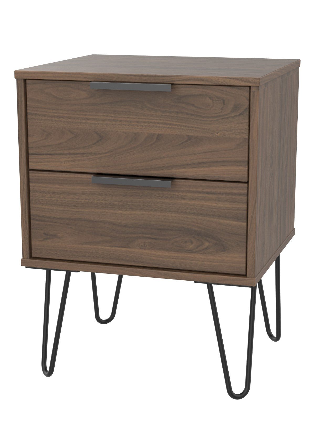 Hong Kong 2 Drawer Bedside Cabinet with Hairpin Legs - Welcome Furniture