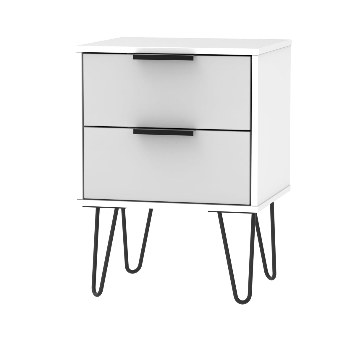 Hong Kong 2 Drawer Bedside Cabinet with Hairpin Legs - Welcome Furniture