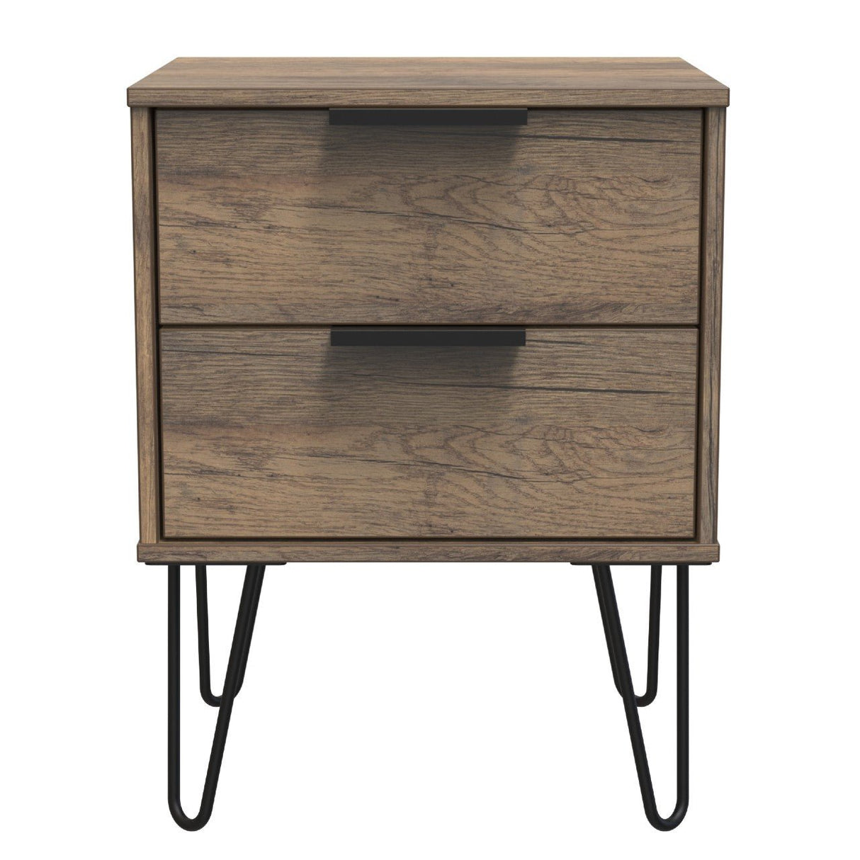 Hong Kong 2 Drawer Bedside Cabinet with Hairpin Legs - Welcome Furniture
