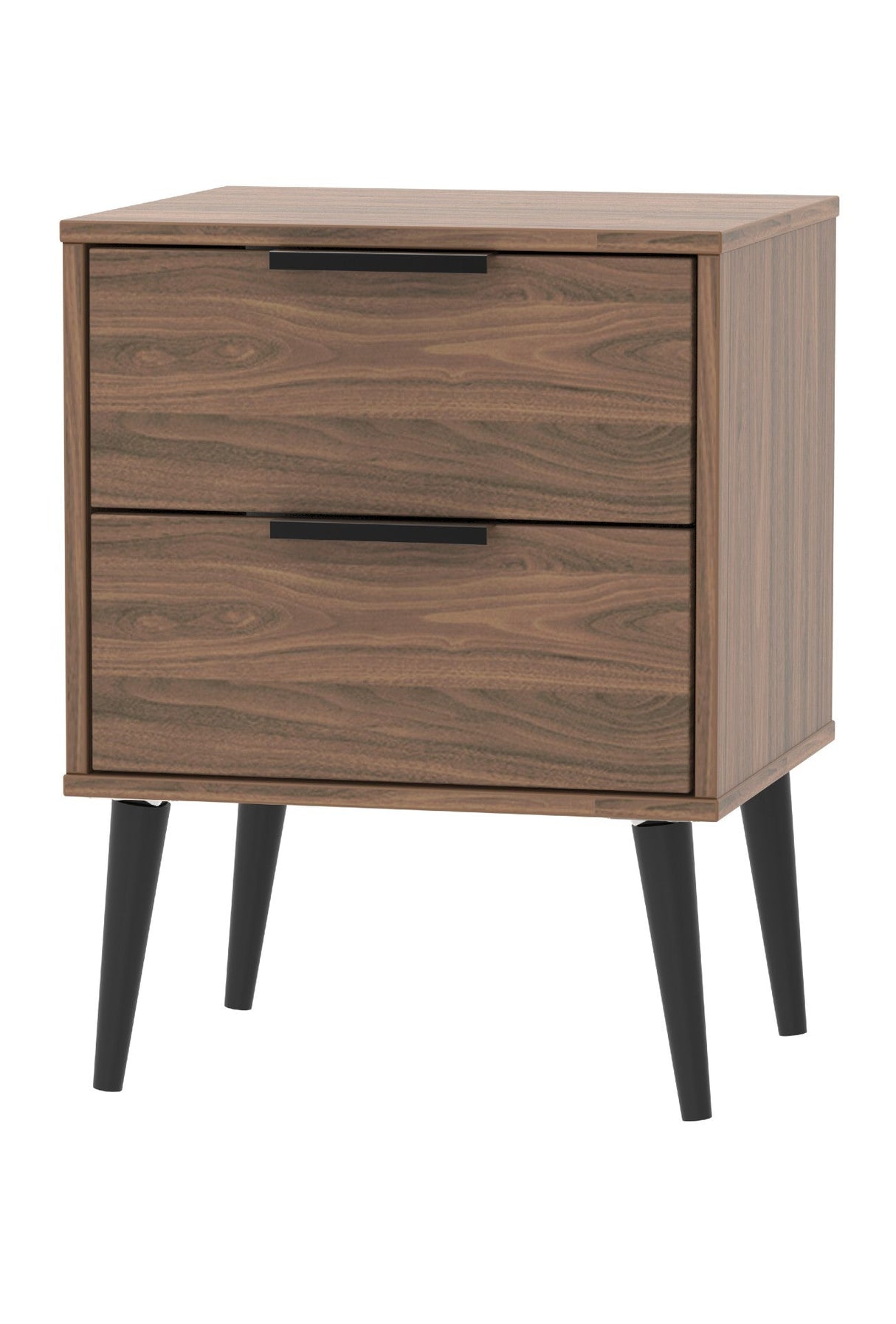 Hong Kong 2 Drawer Bedside Cabinet with Scandinavian Dark Legs - Welcome Furniture