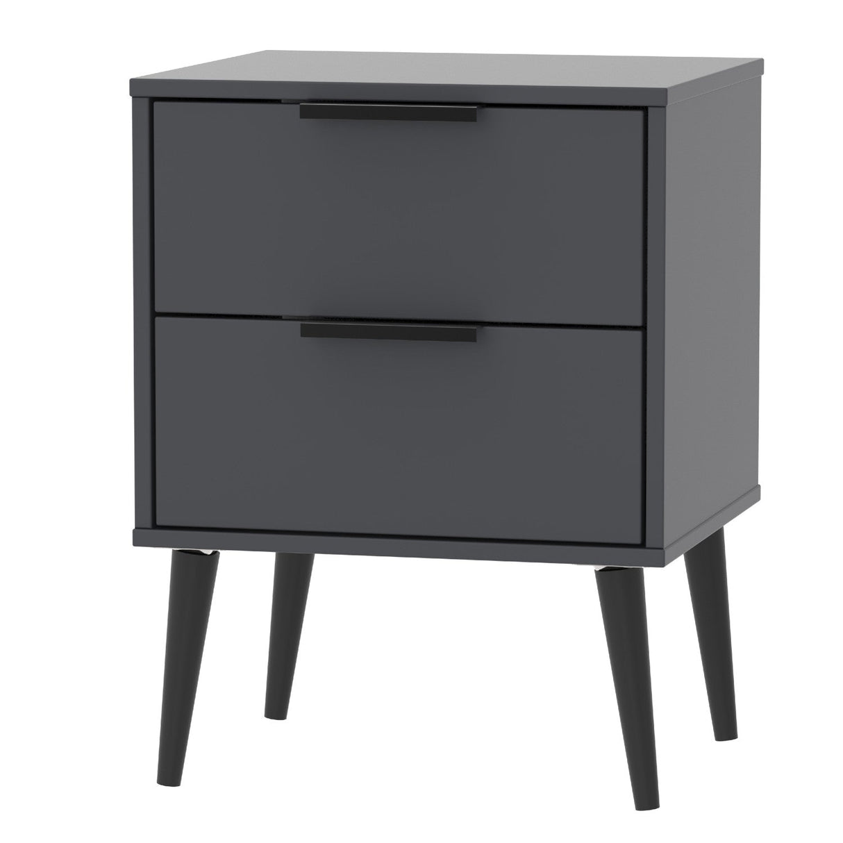 Hong Kong 2 Drawer Bedside Cabinet with Scandinavian Dark Legs - Welcome Furniture