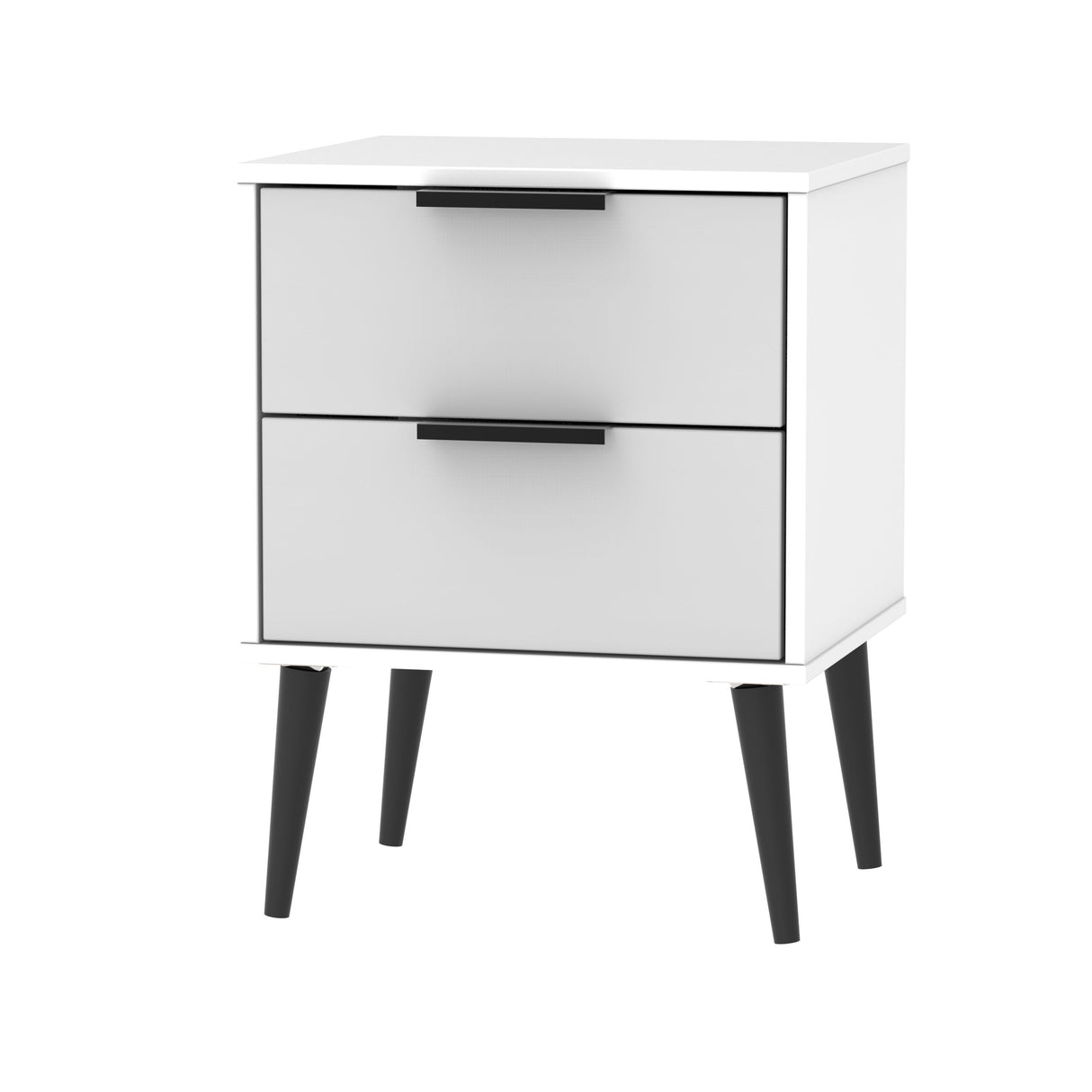 Hong Kong 2 Drawer Bedside Cabinet with Scandinavian Dark Legs - Welcome Furniture