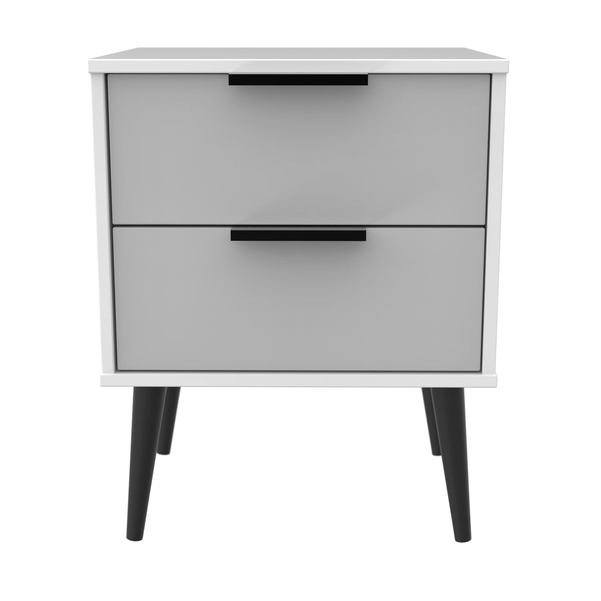 Hong Kong 2 Drawer Bedside Cabinet with Scandinavian Dark Legs - Welcome Furniture