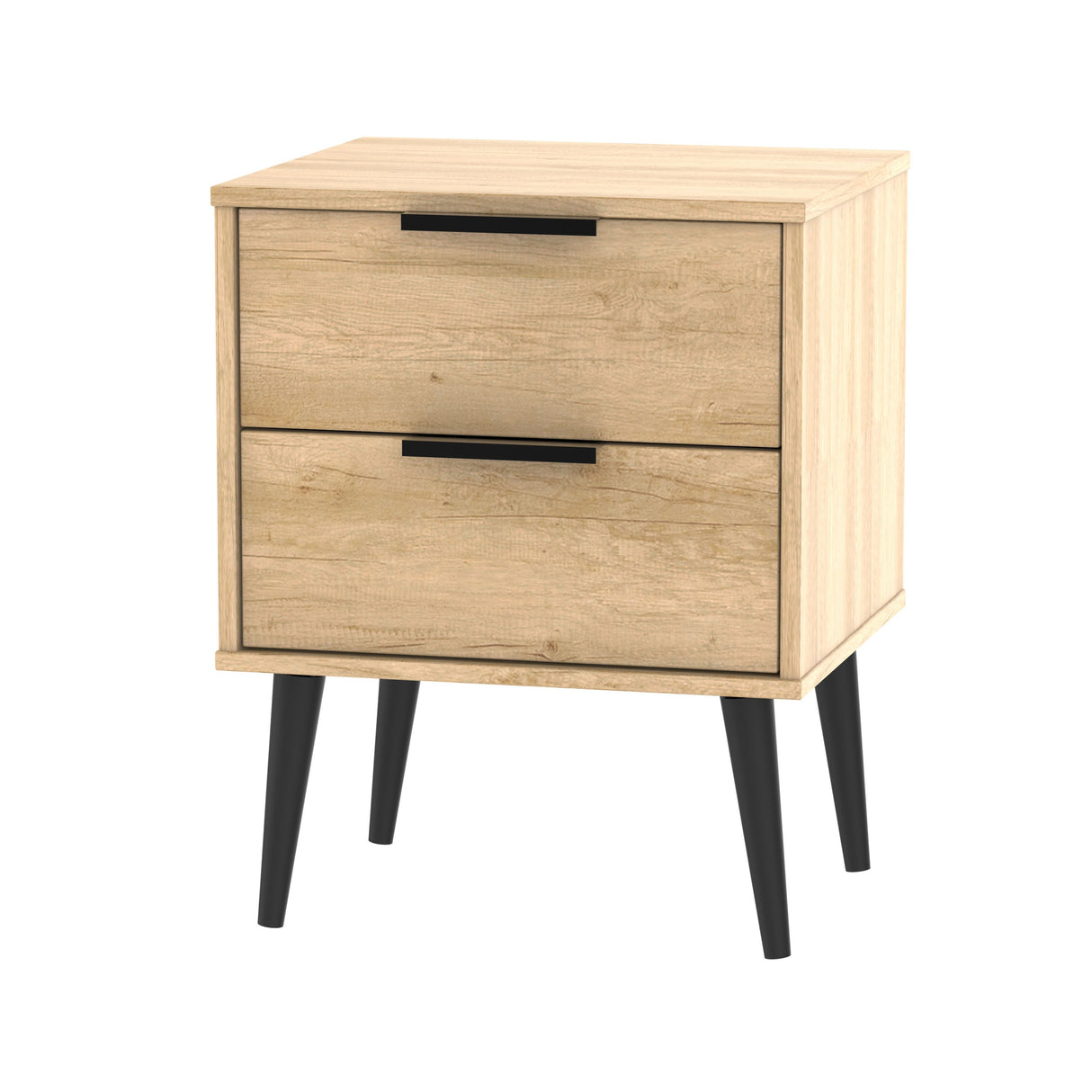 Hong Kong 2 Drawer Bedside Cabinet with Scandinavian Dark Legs - Welcome Furniture