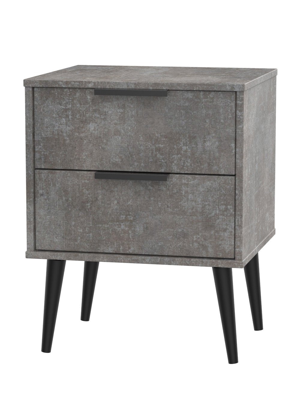 Hong Kong 2 Drawer Bedside Cabinet with Scandinavian Dark Legs - Welcome Furniture