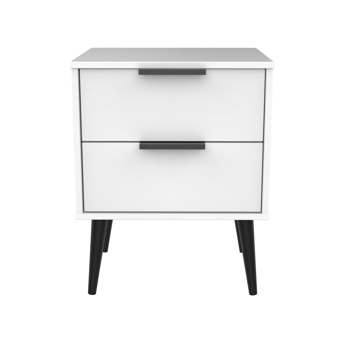 Hong Kong 2 Drawer Bedside Cabinet with Scandinavian Dark Legs - Welcome Furniture