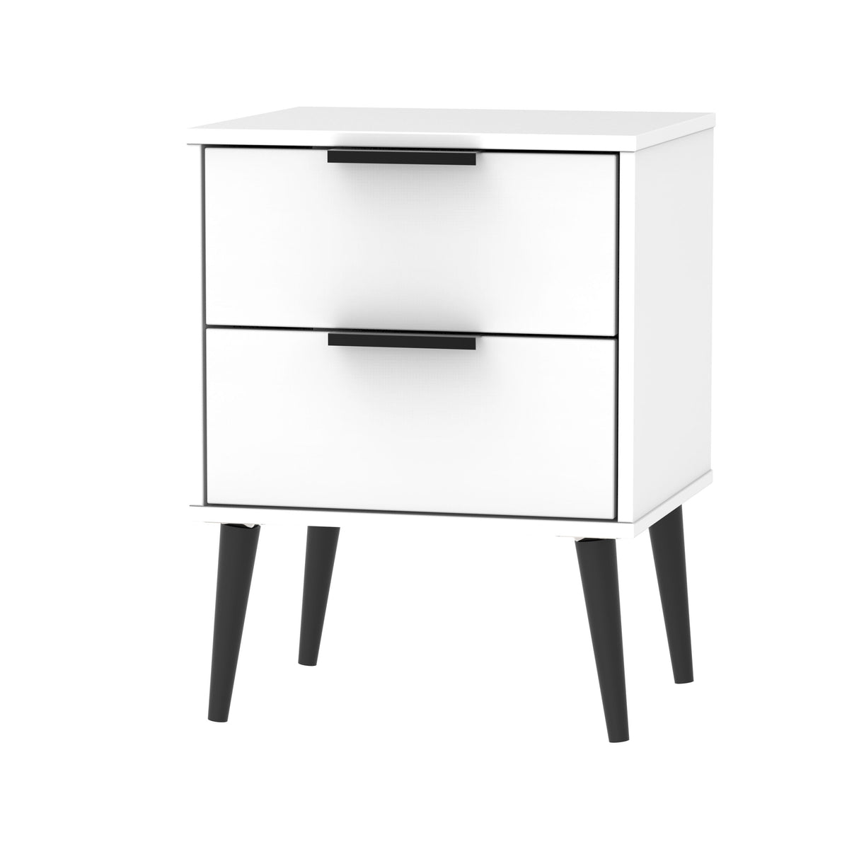 Hong Kong 2 Drawer Bedside Cabinet with Scandinavian Dark Legs - Welcome Furniture