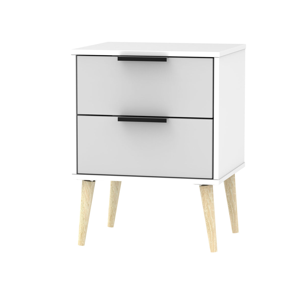 Hong Kong 2 Drawer Bedside Cabinet with Scandinavian Light Legs - Welcome Furniture
