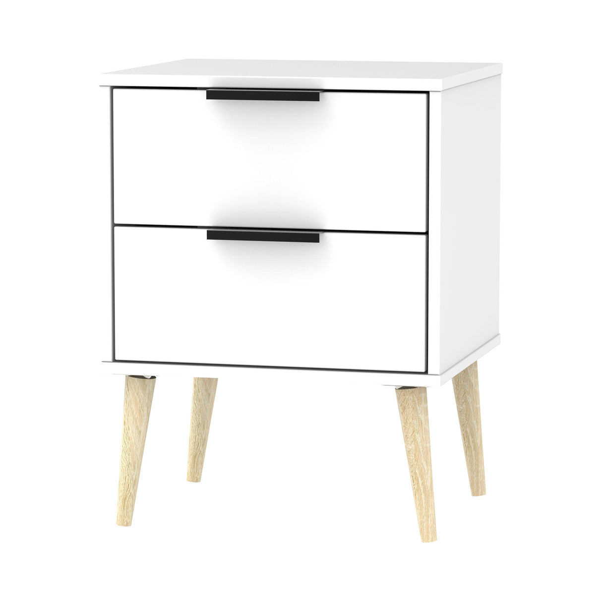Hong Kong 2 Drawer Bedside Cabinet with Scandinavian Light Legs - Welcome Furniture