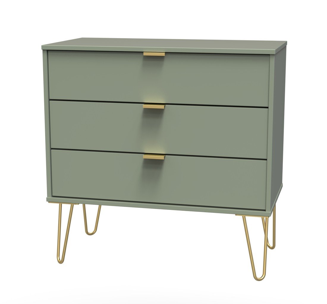 Hong Kong 3 Drawer Chest with Gold Hairpin Legs - Welcome Furniture