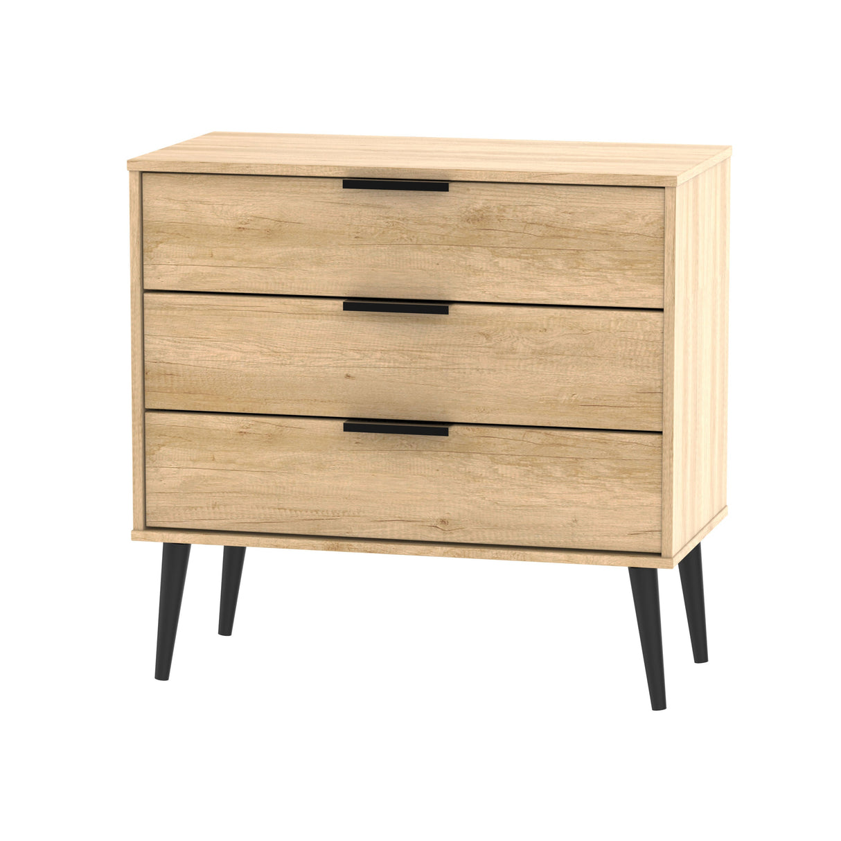 Hong Kong 3 Drawer Chest with Scandinavian Dark Legs - Welcome Furniture
