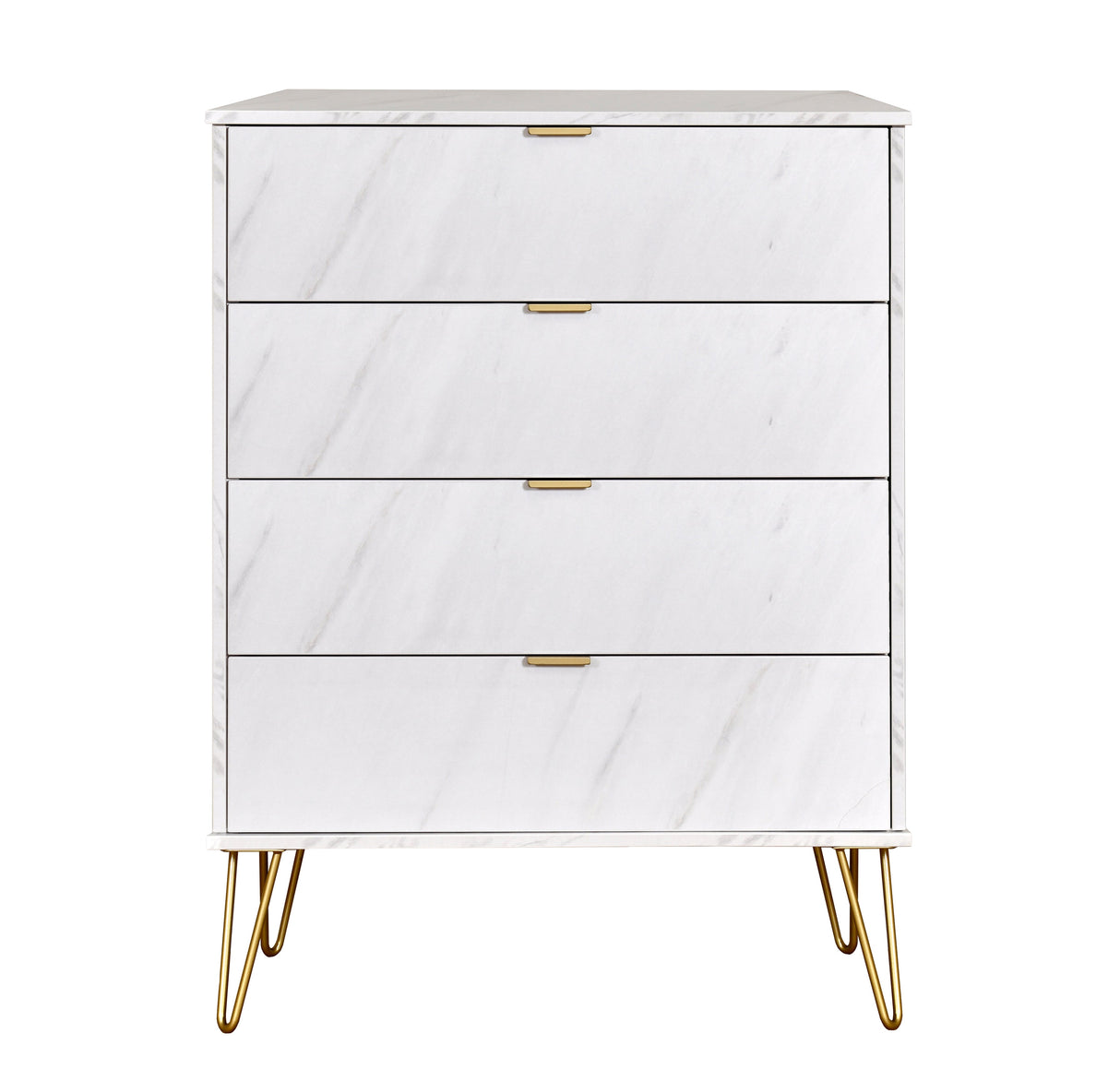 Hong Kong 4 Drawer Chest with Gold Hairpin Legs - Welcome Furniture