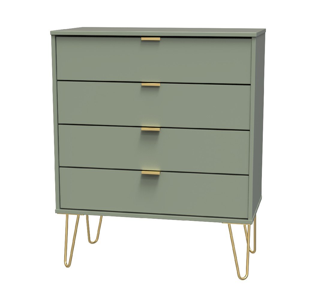Hong Kong 4 Drawer Chest with Gold Hairpin Legs - Welcome Furniture