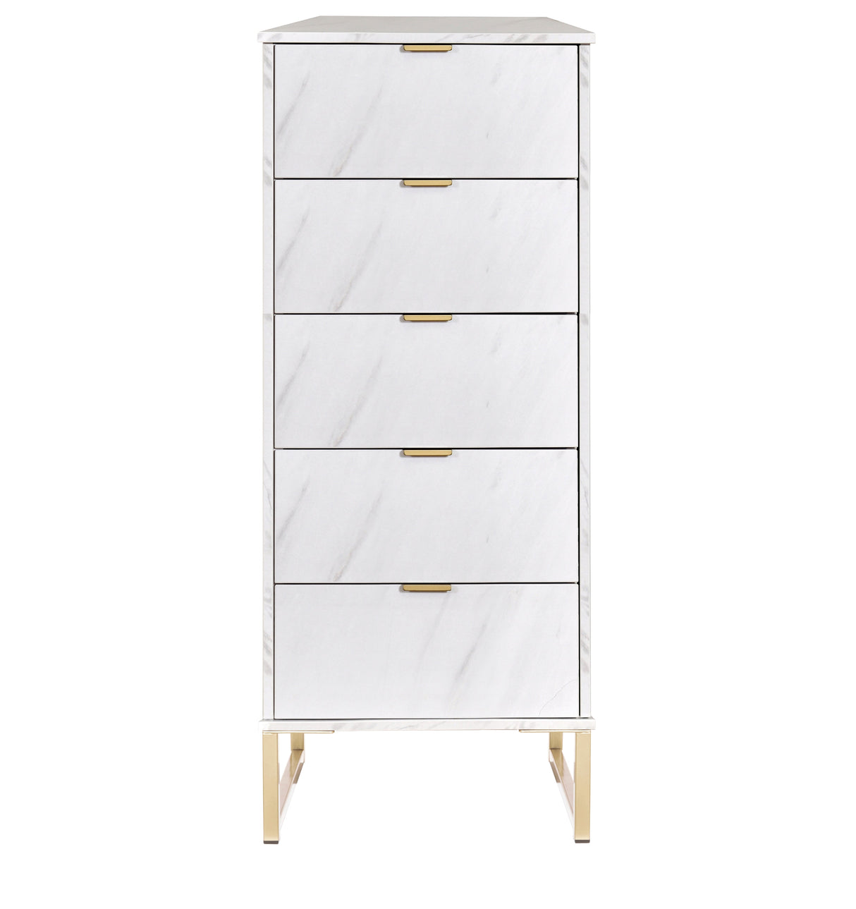 Hong Kong 5 Drawer Narrow Chest with Gold Legs - Welcome Furniture
