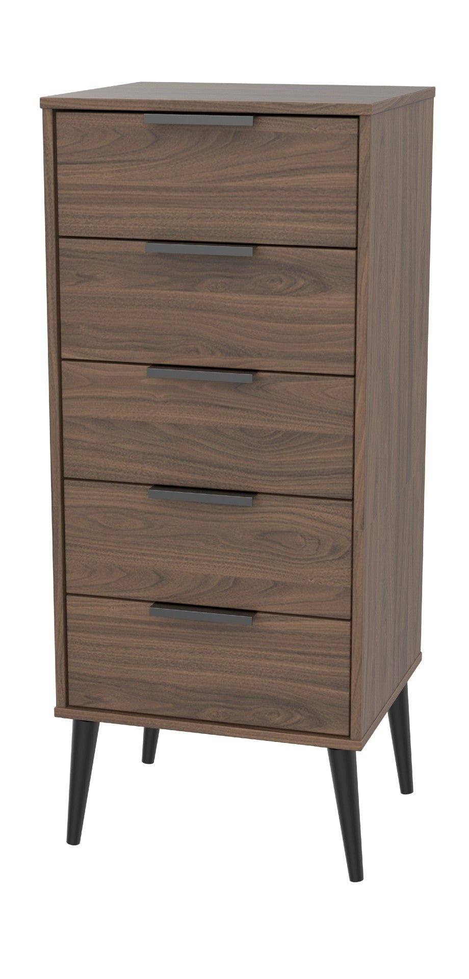 Hong Kong 5 Drawer Narrow Chest with Scandinavian Dark Legs - Welcome Furniture
