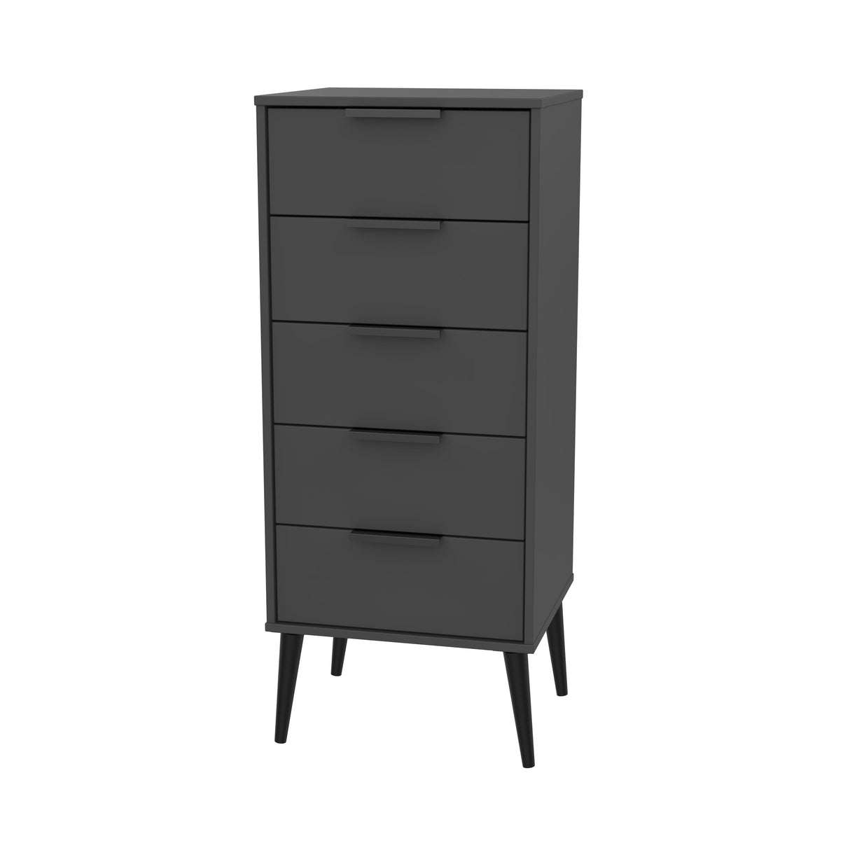 Hong Kong 5 Drawer Narrow Chest with Scandinavian Dark Legs - Welcome Furniture