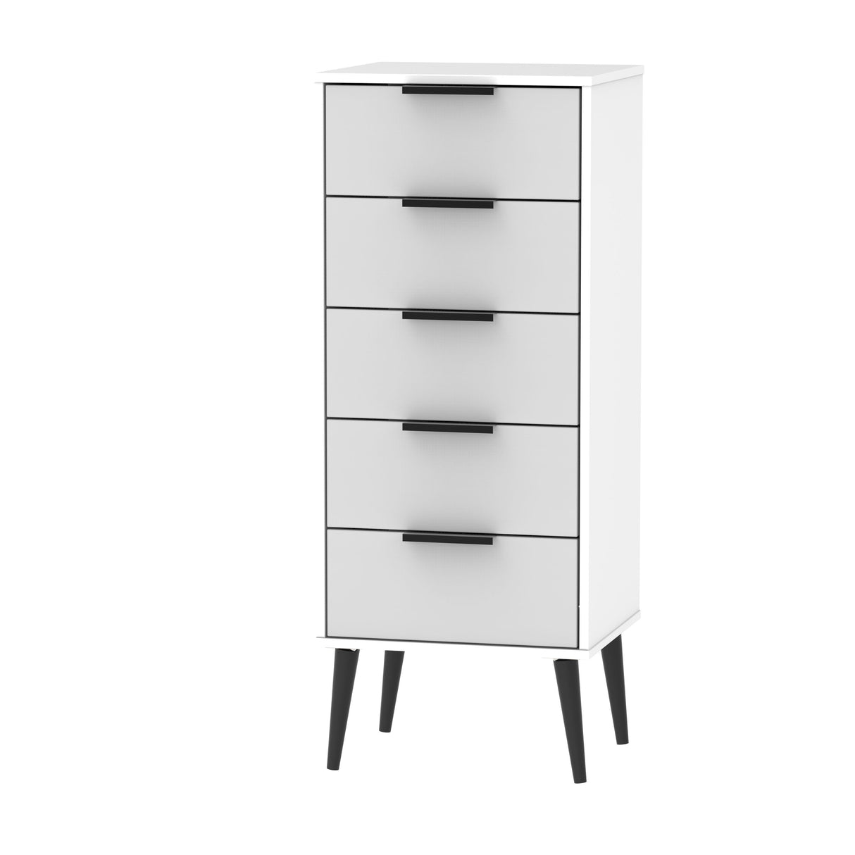 Hong Kong 5 Drawer Narrow Chest with Scandinavian Dark Legs - Welcome Furniture